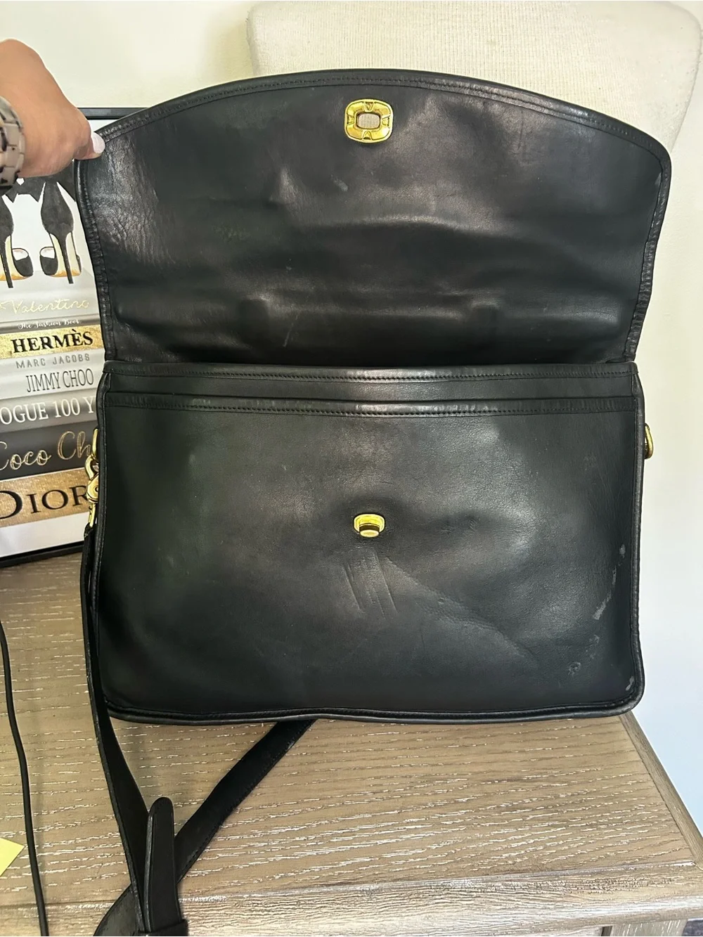 Coach Lexington G03 5265 black leather briefcase Brass  Messenger Bag Vintage
